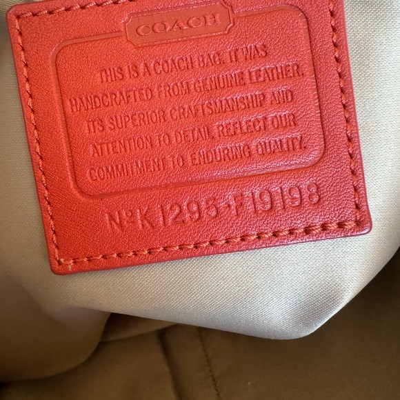 Coach Tangerine Embossed Leather Tote - Picture 5 of 14